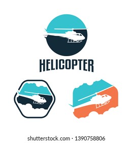 Helicopter Chopper Propeller Logo in Circle and Hexagon Shape