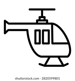 Helicopter chopper vector icon for aviation transport, air logistics, and rescue flight symbol in minimalist line art style