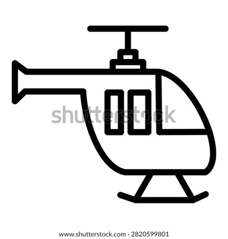 Helicopter chopper vector icon for aviation transport, air logistics, and rescue flight symbol in minimalist line art style