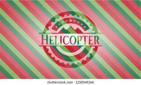 Helicopter christmas style emblem.