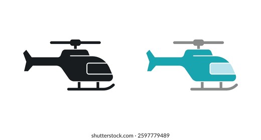 Helicopter colored icon set. Stock Vector