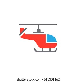 Helicopter colorful vector icon, filled flat sign, solid pictogram isolated on white. Symbol, logo illustration. Pixel perfect