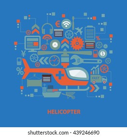 Helicopter concept design on blue background,vector