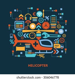 Helicopter concept design on dark background,clean vector