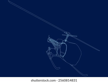 Helicopter contour vector art illustration