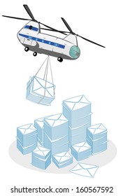 helicopter delivers mail. vector illustration 3