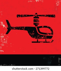 Helicopter design on grunge background, red version
