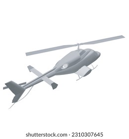 Hubschrauber detaillierte polygonal. Vektorgrafik einzeln auf weißem Hintergrund. Erwachsener Militärhubschrauber-Farbseite für Buch. Kupfer und Luftfahrzeuge. Vektorgrafik. Polygonale Abbildung. 3D..