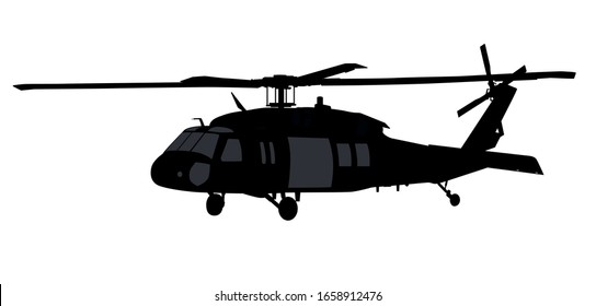 Helicopter Detailed Silhouette. Vector EPS 10