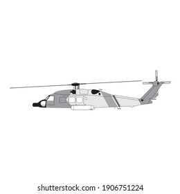 Silhouette detallada de helicóptero. Vector EPS 10 aislado en fondo blanco