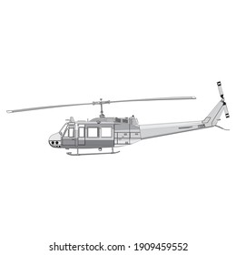 Hubschrauber detaillierte Silhouette. Vektor EPS10 einzeln auf weißem Hintergrund