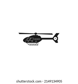 Silhouette detallada de helicóptero. Vector EPS 10 aislado en fondo blanco
