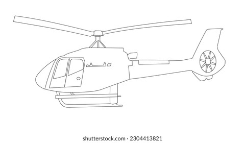 Helicóptero vector detallado aislado en fondo blanco
