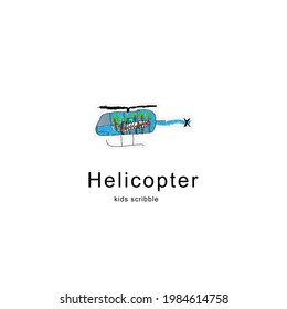 Helicopter doodle isolated vector Illustration