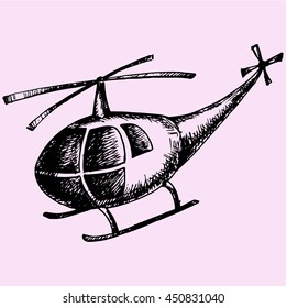 helicopter doodle style sketch illustration hand drawn vector 