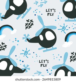 Helicóptero doodle Vector sin fisuras 