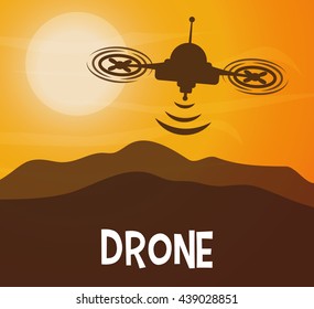 Helicopter drone design. technology icon, vector graphic