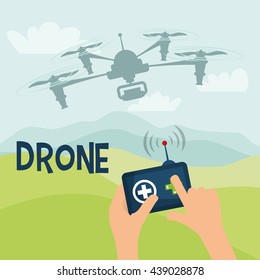 Helicopter drone design. technology icon, vector graphic