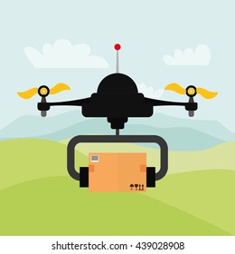 Helicopter drone design. technology icon, vector graphic