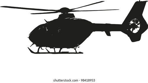 helicopter during flight - isolated vector illustration