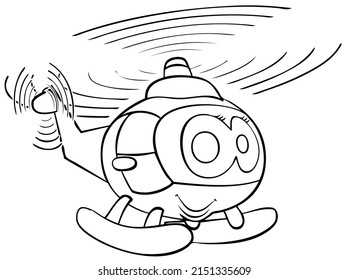 Helicopter. Element for coloring page. Cartoon style.