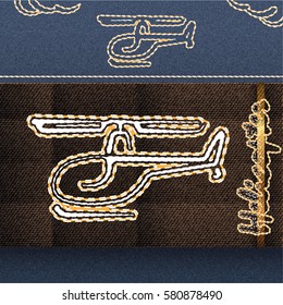 Helicopter embroidery machine stylized icon. Vector eps 10.