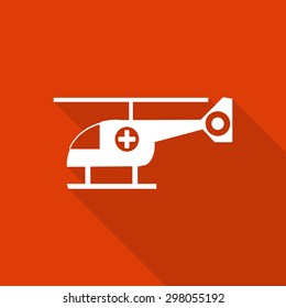 helicopter emergency icon with long shadow.