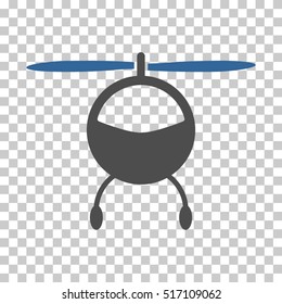 Helicopter EPS vector pictogram. Illustration style is flat iconic bicolor cobalt and gray symbol.
