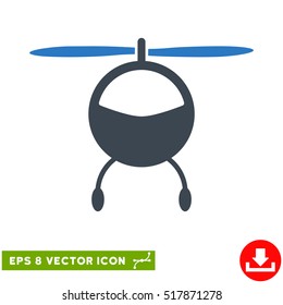 Helicopter EPS vector pictogram. Illustration style is flat iconic bicolor smooth blue symbol on white background.