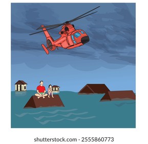 Helicopter evacuation of flood victims