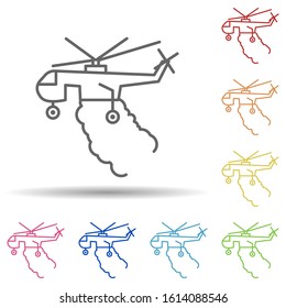 Helicopter, firefighter in multi color style icon. Simple thin line, outline vector of firefighter icons for ui and ux, website or mobile application