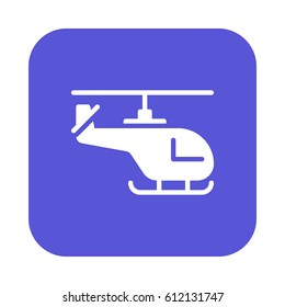 Helicopter flat icon, filled vector sign, colorful pictogram on rounded square button isolated on white. 