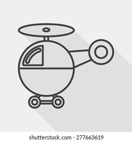 helicopter flat icon with long shadow, line icon