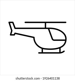 Helicopter flat icon. Pictogram for web. Line stroke. Isolated on white background. Vector eps10
