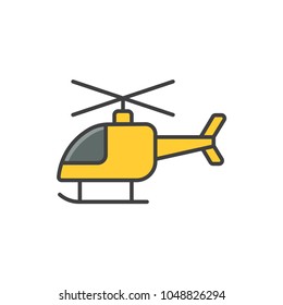 Helicopter flat line colored icon.