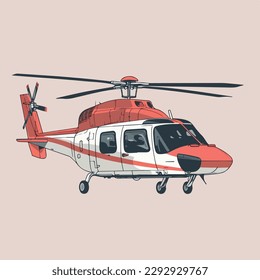 Helicopter flat vector illustration. Helicopter hand drawing isolated vector illustration