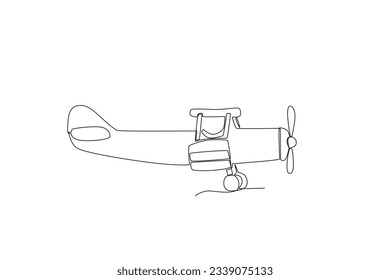 A helicopter flew over. Vintage plane one-line drawing