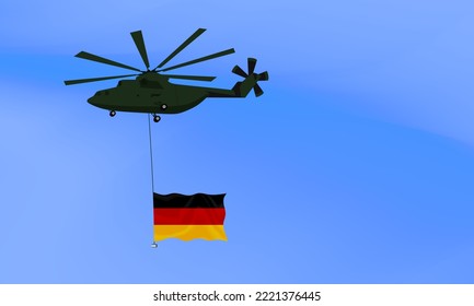 Helicopter flies with the flag of Germany, the flag of Germany in the sky. National holiday. vector illustration eps10