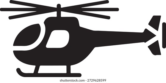 Helicóptero en vuelo aislado sobre fondo blanco, ilustración