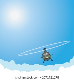 Helicopter fly in the sky cartoon vector