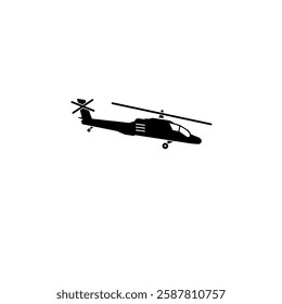 Helicopter, Fly Transport, Aviation Solid Flat Vector Icon Isolated on White Background.