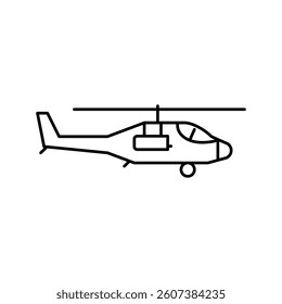 helicopter flying army machine line icon vector. helicopter flying army machine sign. isolated contour symbol black illustration