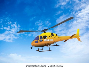 Helicopter flying in cloudy sky during rescue operation