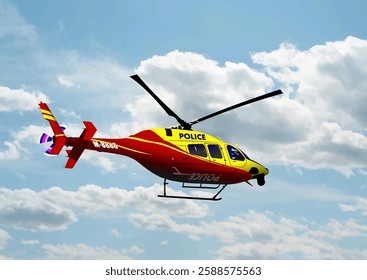 Helicopter flying in cloudy sky during rescue operation