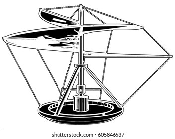 Helicopter Flying Machine Invention Vector 01