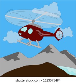 helicopter flying in the mountains