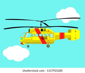 helicopter flying in the sky among the clouds