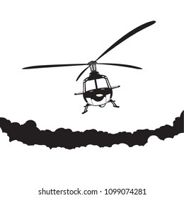 Helicopter flying in the sky vector cartoon