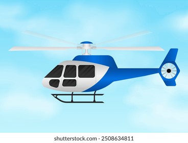 Hélicoptère Volant dans le ciel. Illustration vectorielle. 