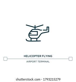 helicopter flying vector line icon. Simple element illustration. helicopter flying outline icon from airport terminal concept. Can be used for web and mobile
